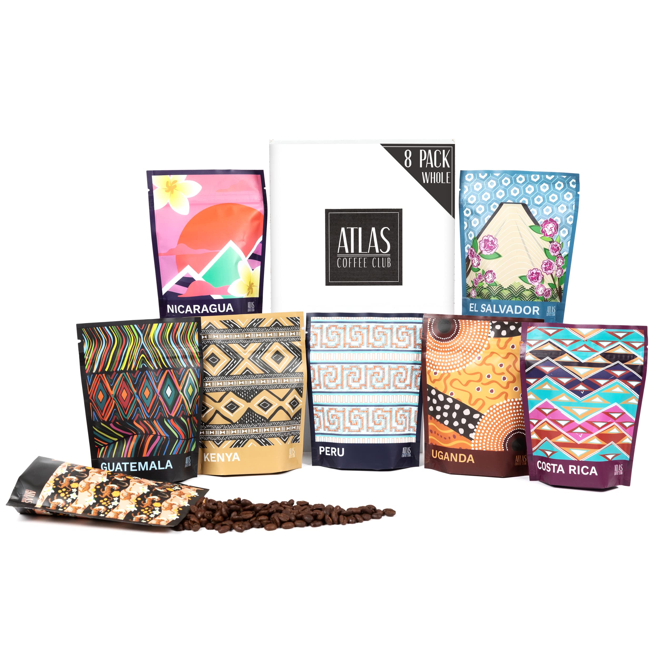 Coffee subscription box with freshly roasted coffee, tasting notes and postcard