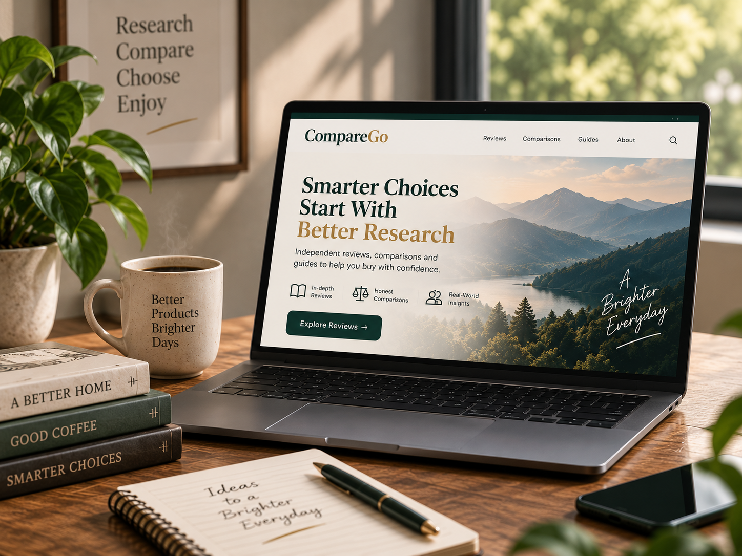 Coffee, lifestyle products and everyday items being researched and compared